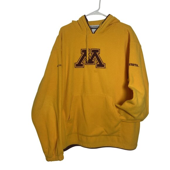 Columbia Sportswear Minnesota Golden Gophers Yellow Hoodie XL Mens Fleece Pullov - Picture 1 of 16